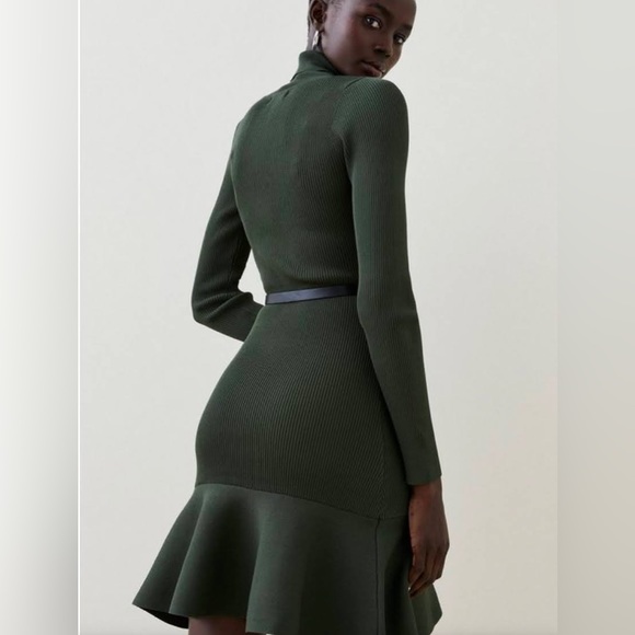 Karen Millen Knitted Turtleneck Belted Flippy Hem Mini Dress - Picture 6 of 12